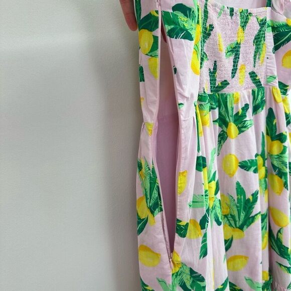 J. Crew Factory Women’s Plus Size Pink Lemon Novelty Printed Sleeveless Midi Dre - Picture 12 of 15